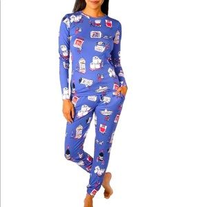 Munki Munki Costco 3 Piece Pajama Set-2 Tops 1 Jogger Pant Lightweight PJs NEW